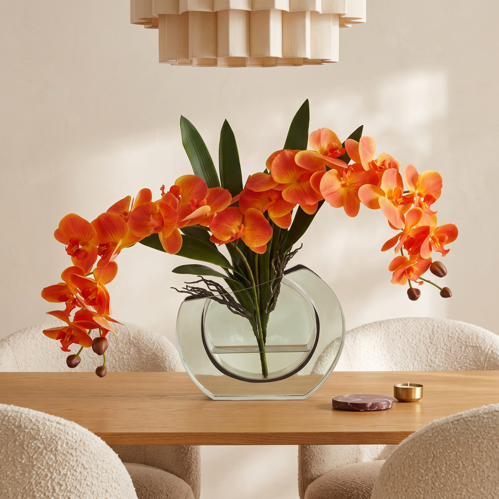Transitional Isle Orchid Floral Arrangement, Orange