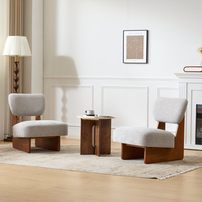 [Ensemble de 2] Méridienne moderne avec revêtement en polyester, base en bois robuste avec finition, siège minimaliste et élégant pour le salon, la chambre à coucher ou le bureau