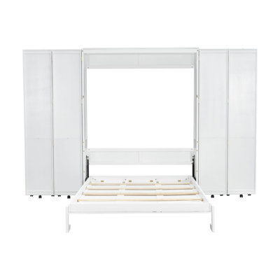 Grand lit escamotable mural avec portes de rangement
