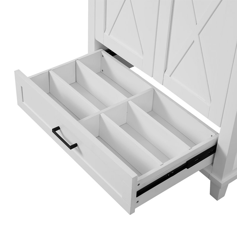 Meuble-lavabo de 30 pouces avec lavabo simple, structure en bois massif et panneau de fibres à densité moyenne, 2 portes à fermeture en douceur, 1 tiroir divisé, 2 tablettes de rangement, un grand espace de rangement, idéal pour les petites et moyenn