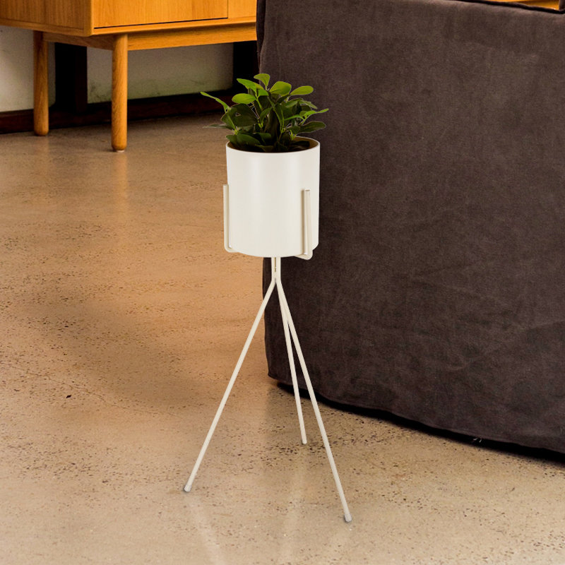Pot à fleurs en plastique Vadlamudi, H 32 po x l 14 po x P 12 po, Blanc