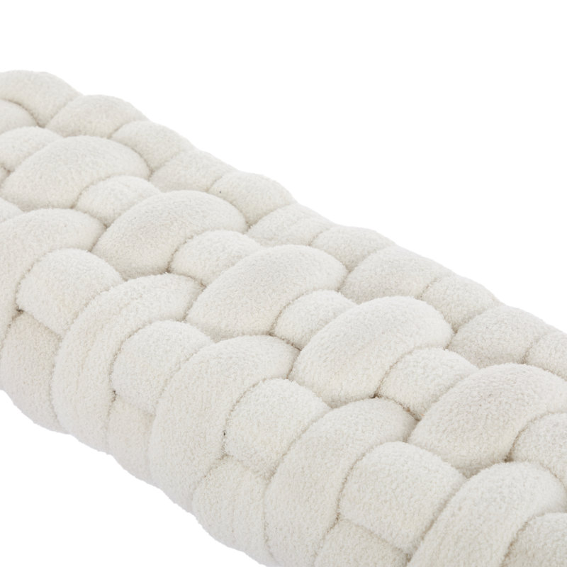 47'' Teddy Braided Fabric Upholstered End Of Bed Bench, White