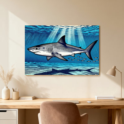Animal Shark Swimming Underwater With Sunlight Rays