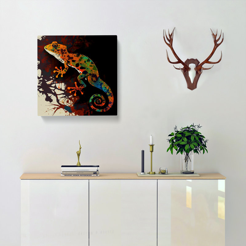 Gecko Abstract Expressionism - Wrapped Canvas, 50cm H x 50cm W x 3cm D
