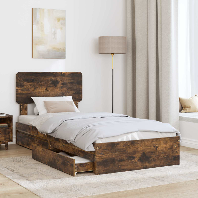 Bed, Smoked Oak, European Single (90 x 200 cm)