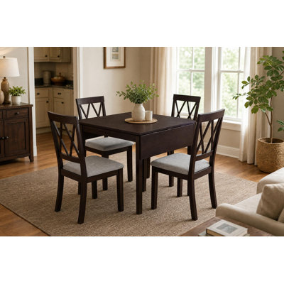 Ensemble de table de salle à manger extensible 5 pièces avec table à abattants et 4 chaises