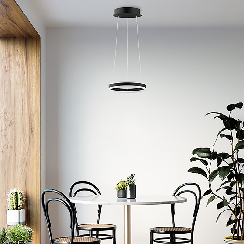 Lustre géométrique unique à 2 lumières DEL Cary, H 2,5 po x l 15,75 po x P 15,75 po