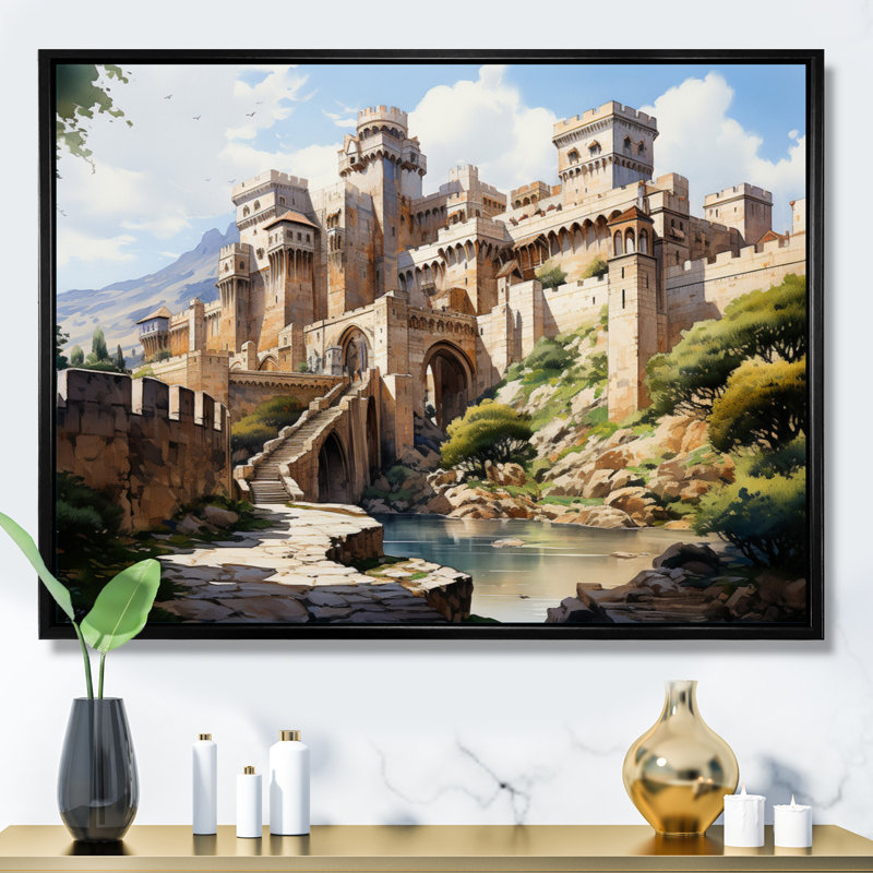 Marteny Fortresses Majestic Guardians I - reproduction d'art, Cadre flottant noir, H 24 po x l 32 po x P 1 po