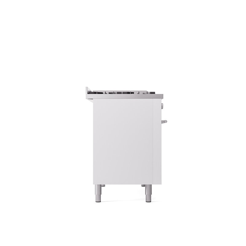 ILVE Professional Plus II 48 in Dual Fuel Range 8 Burner, Griddle, Liquid Propane, White