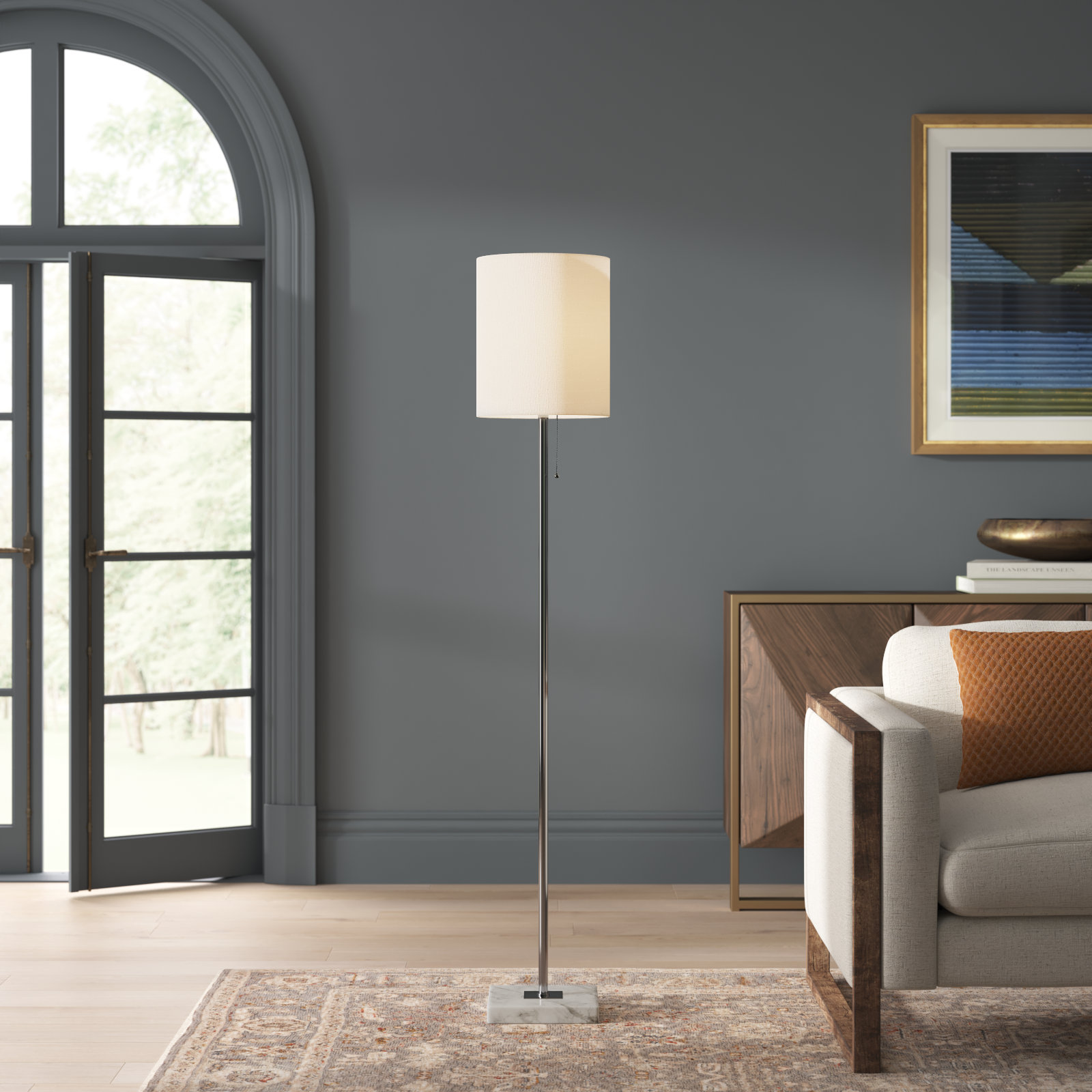 Reed 62'' Floor Lamp, Brushed Steel