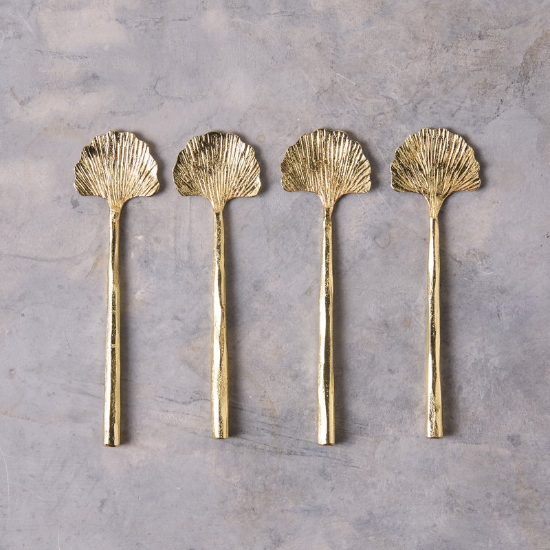 Mini-cuillères Gingko, or, ensemble de 4