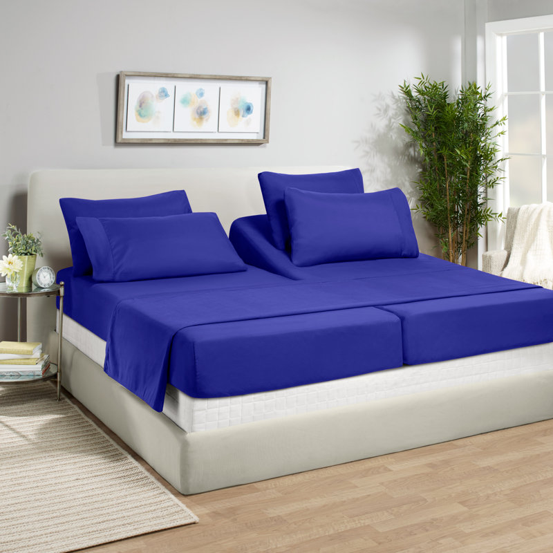 Ensemble de draps luxueux en microfibre, Bleu royal, Très grand californien