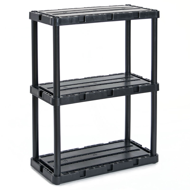 Gracious Living Knect A Shelf Light Fixed Storage 3 Shelf Shelving Unit (2 Pack)
