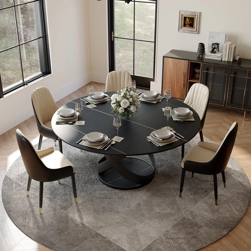 Table de salle à manger Maxwell, H 29,53 po x L 59,06 po x l 59,06 po, Noir, Noir