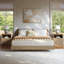 Ensemble de chambre à coucher 3 pièces avec 2 tables de chevet, ensemble de chambre à coucher moderne Mid-Century-833238409-833238414