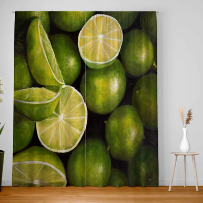 Basket of Limes Blackout Window Curtain Pair for Home Decor
