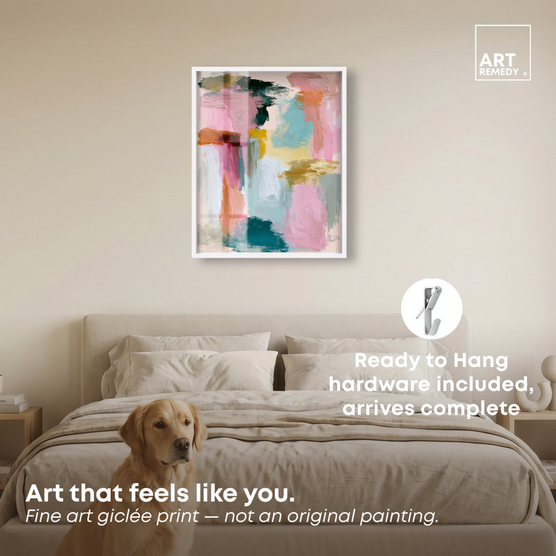 Fuchsia Dream I Shadowbox Print, art abstrait moderne par, H 31 po x l 25 po, Cadre blanc