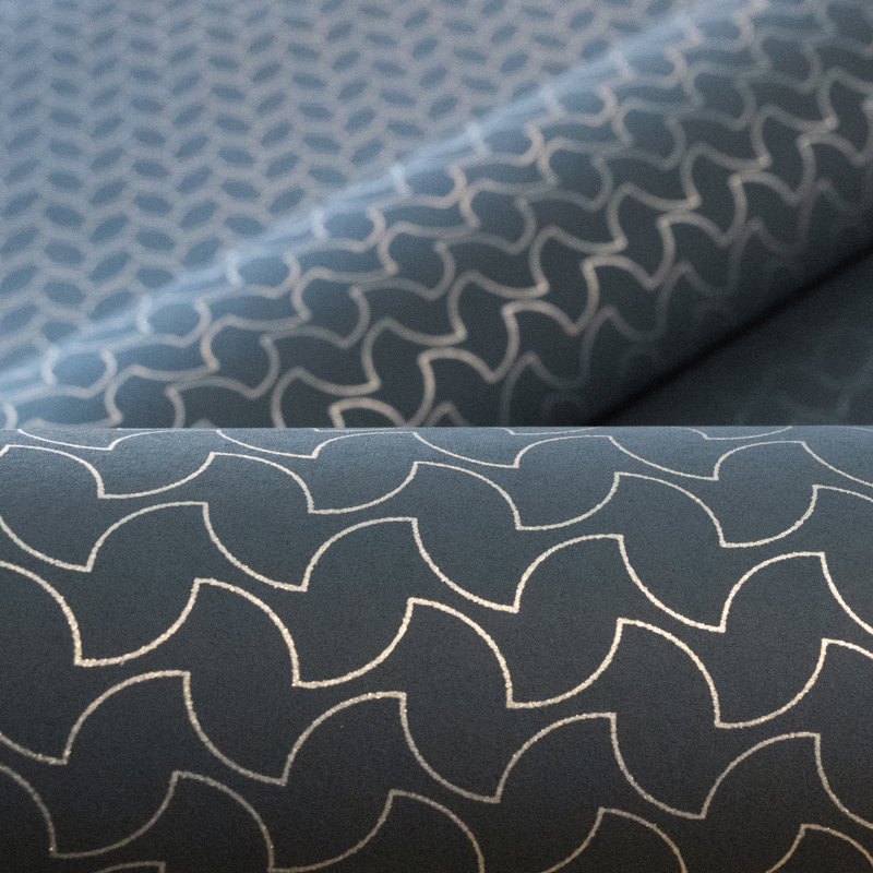 Slow Living Glitter Geometric Lines Wallpaper Roll, Night Blue