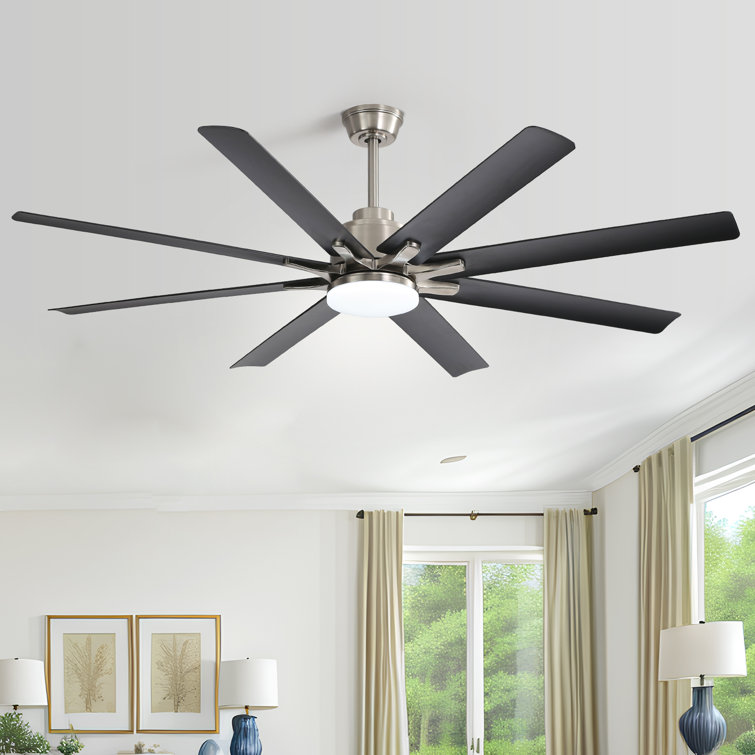 66" Brixham 8-Blade Modern Ceiling Fan with LED Light and Remote Control
