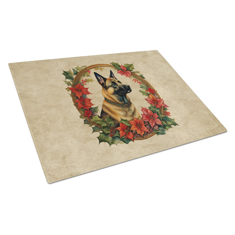 Planche à découper en verre avec fleurs de Noël belges Malinois