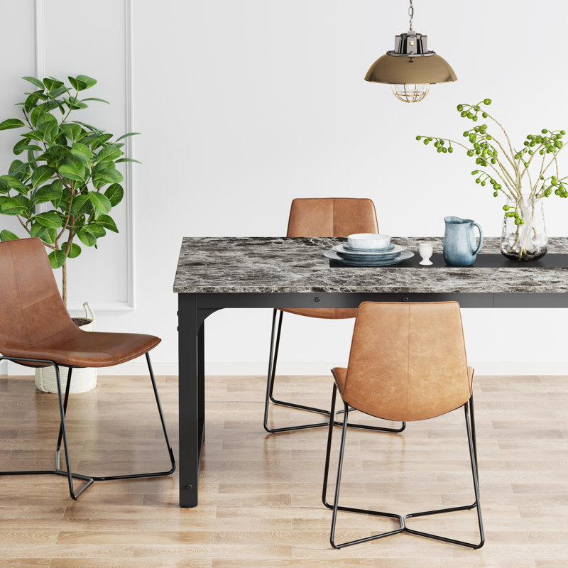 Table de salle à manger, L 39,4 po x L 78,7 po, Brun rustique, Noir