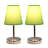 Amandev Simple Designs Sand Nickel Mini Basic Table Lamp with Tapered Fabric Shade-727904196