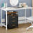 3 - Drawer Dresser With 2-Tier Open Shelf, Dresser With Power Outlet & LED, 17.32"H Dresser For Bedroom Black-1858290500