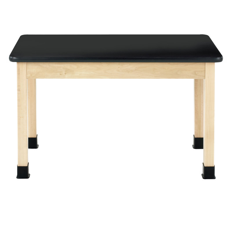 Diversified Spaces School Classroom Science Lab Table, Black Laminate Table Top Worksurface, 48" x 24" x 36", Solid Oak Wood Finish, Made in USA