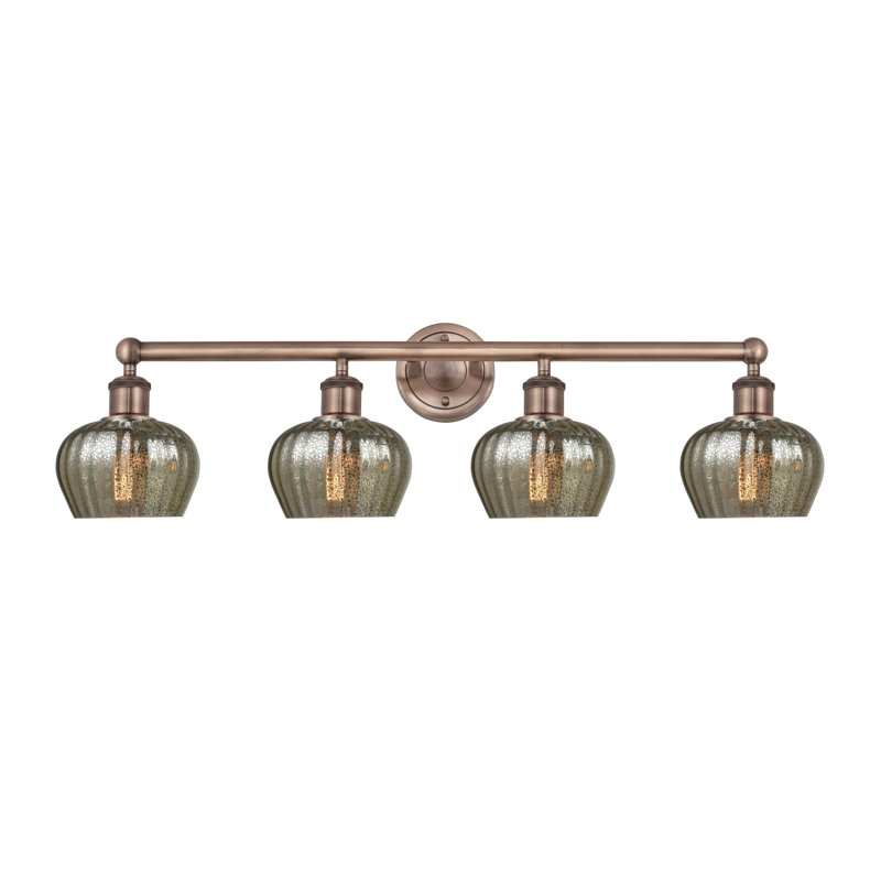 Éclairage pour meuble-lavabo de salle de bain 4 lumières 33,5 pouces Noille, Mercure, Cuivre antique