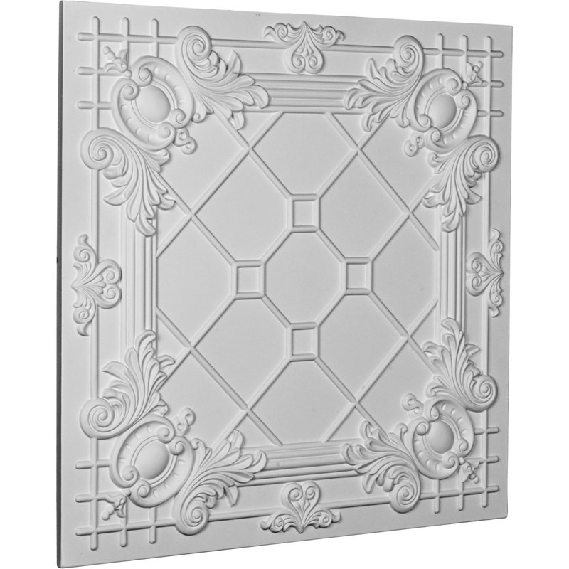 24'' L x 24'' W Polyurethane Glue Up Ceiling Tile In White