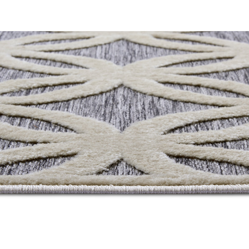 Iconic Grey/Beige Rug, Rectangular 200 x 285cm