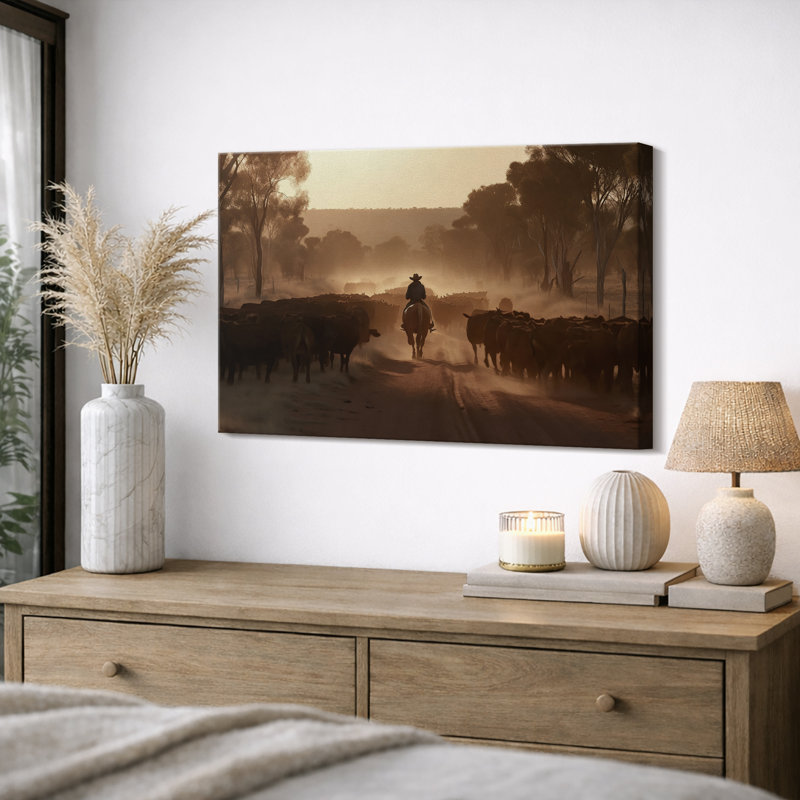 Illustration de Western Cowboy, Toile tendue, H 32 po x l 48 po x P 1,5 po