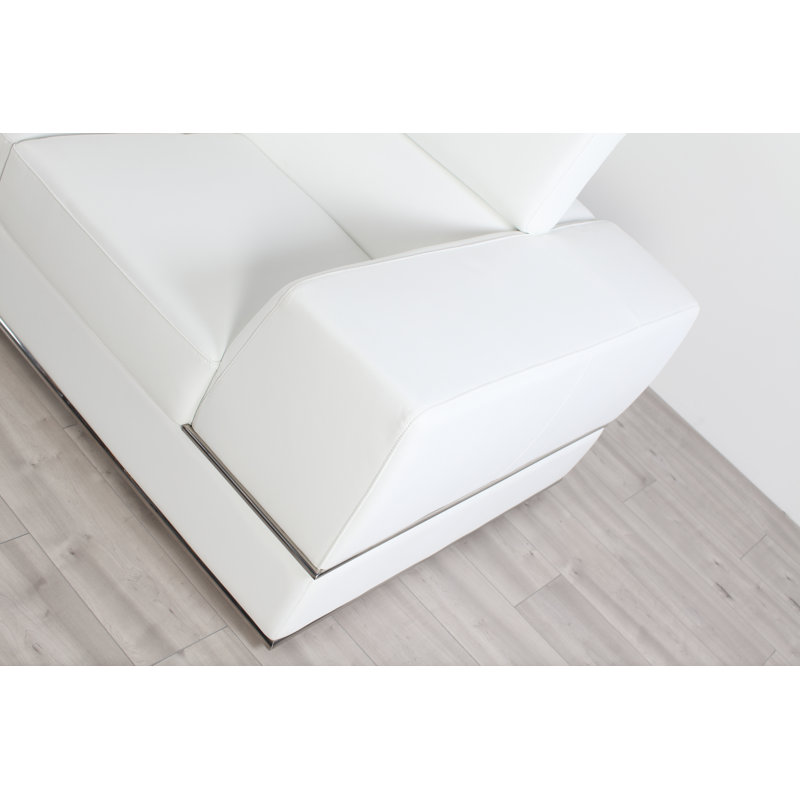 Causeuse à accoudoir carré en cuir véritable 72 po Coldiron