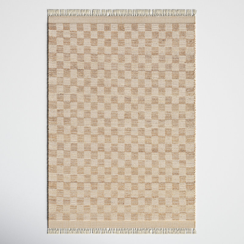Handmade Light Brown and Beige Jute Rectangle Area Rug 5' x 7'