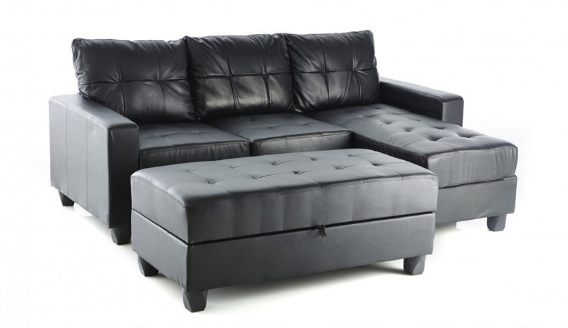 Reversible Chaise Modular Corner Sofa, Black