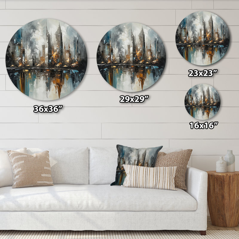 Décoration murale abstraite City Skyline4 - City, H 36 po x l 36 po x P 1 po