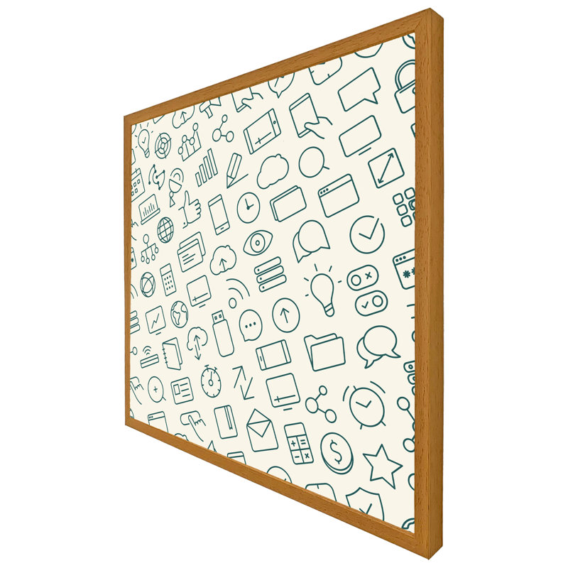 Outline Icons Single Picture Frame Wall Art, 31cm H x 31cm W, Oak