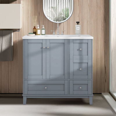 Khadyn 36'' Free Standing Single Bathroom Vanity with Resin Top -  Winston Porter, 82E2476358B24C2087A2E1F33C244336