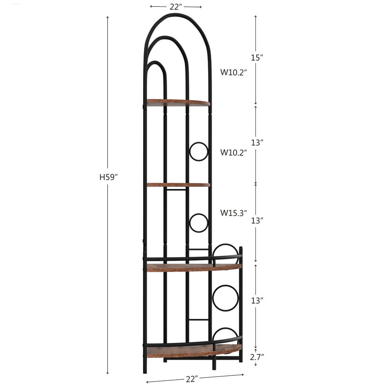 Brown 4 Corner Cabinet For Bathroom, Functional Storage Solution Shelving System With Metal Frame, And