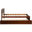 Lit plateforme simple en noyer avec lit gigogne escamotable