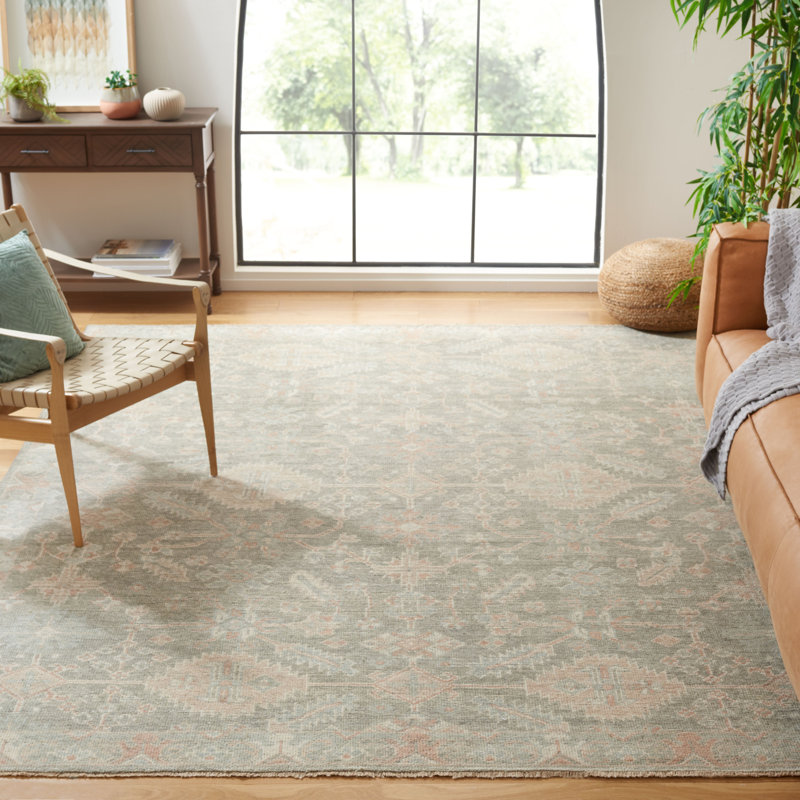 Light Blue Hand-Knotted Wool Viscose 8' x 10' Rug