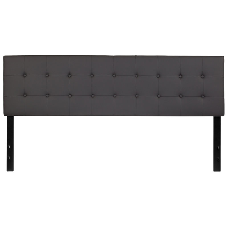 Gray King Upholstered Tufted Headboard with Adjustable Metal Rails