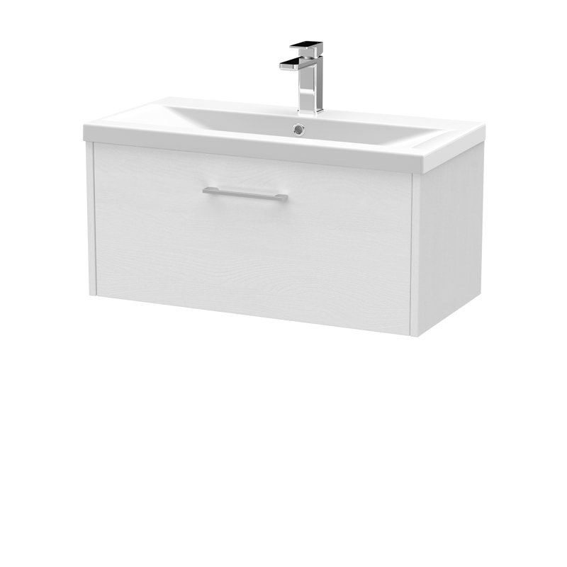 Juno 800mm Single Bathroom Vanity with Integrated Vitreous China Basin, White Ash