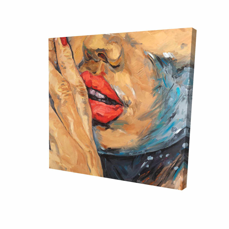 « shushing lèvres gros plan », reproduction de peinture à l’huile sur toile tendue, H 24 po x l 24 po x P 1,5 po