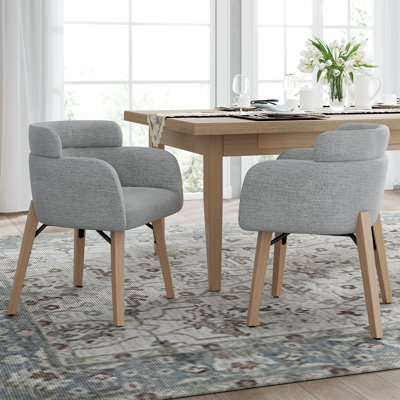 Modern Upholstered Solid Wood Dining Chair With Arms