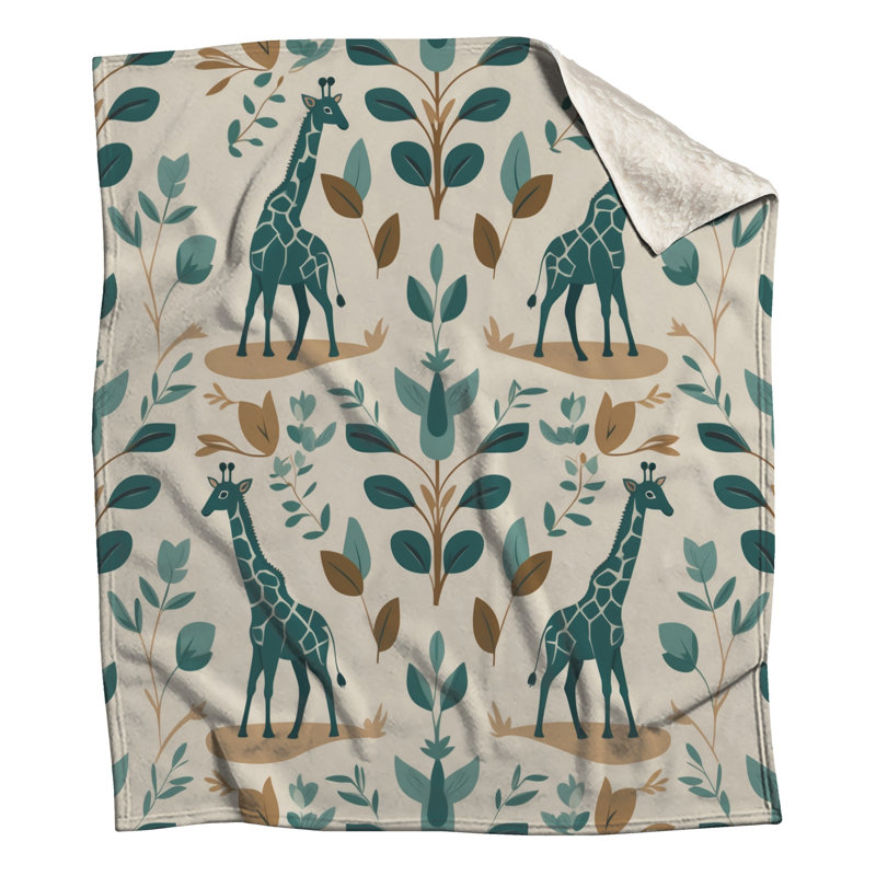 Giraffe With Leaves Blankets, 60in W x 80in H