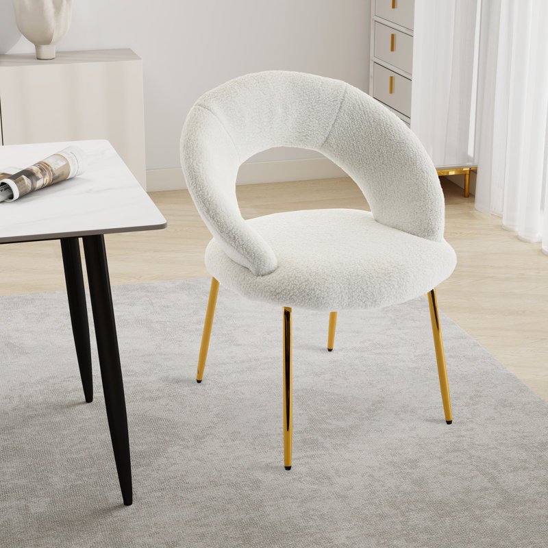 Chaise de salle à manger rembourrée, Velours blanc