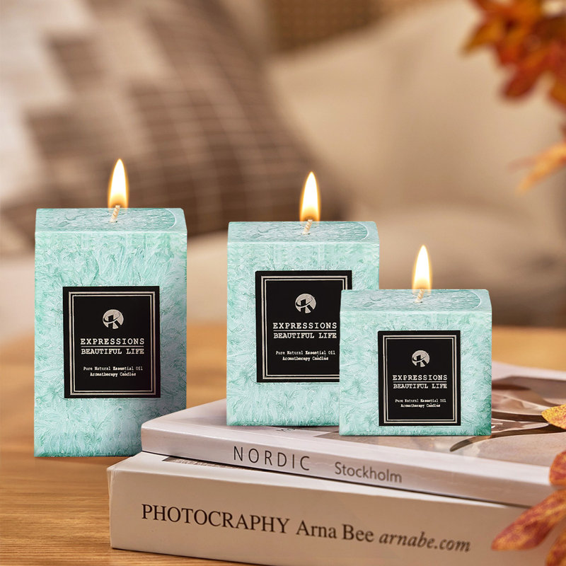Plant / Floral Scented Pillar Candle, Green