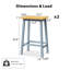 Chaises pour îlot de cuisine de 25,6 po de hauteur, bois gris-bleu avec stabilité et repose-pieds, 2 tabourets de bar, bleu, bois, pour la maison-120044259
