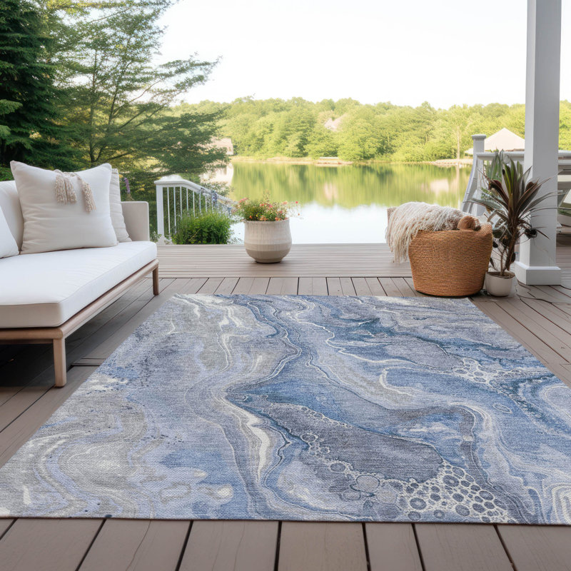 Tapis intérieur / extérieur bleu Caelara, 5' x 7'6"